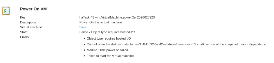 Object type requires hosted I/O